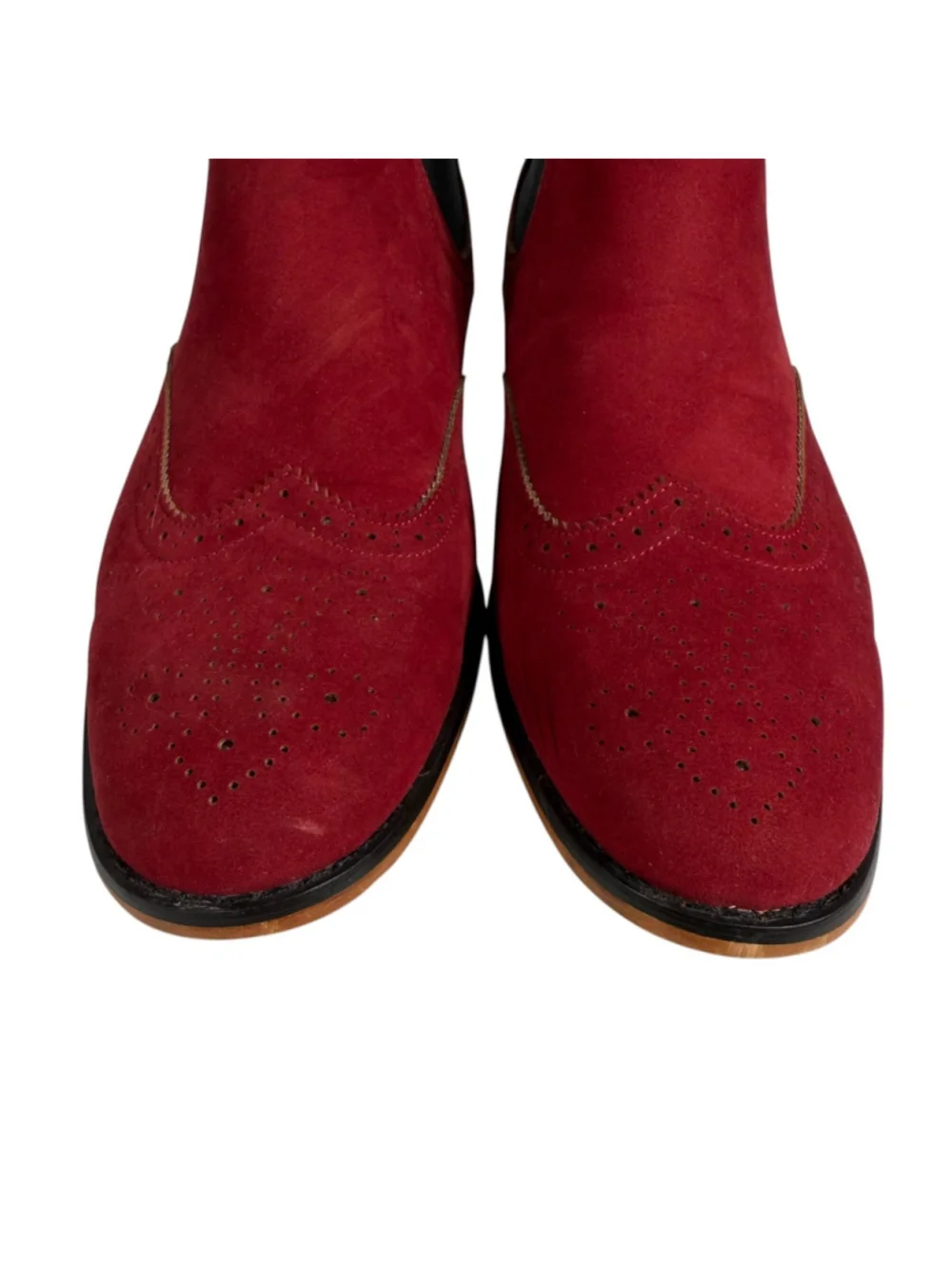 Gino Vitale Wingtip Chelsea Boots Red Leather Round Toe Slip On Formal Men's 10